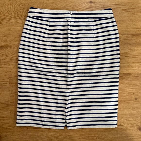 Jcrew Factory Cotton Linen Striped Pencil Skirt Size 2 - Picture 2 of 7